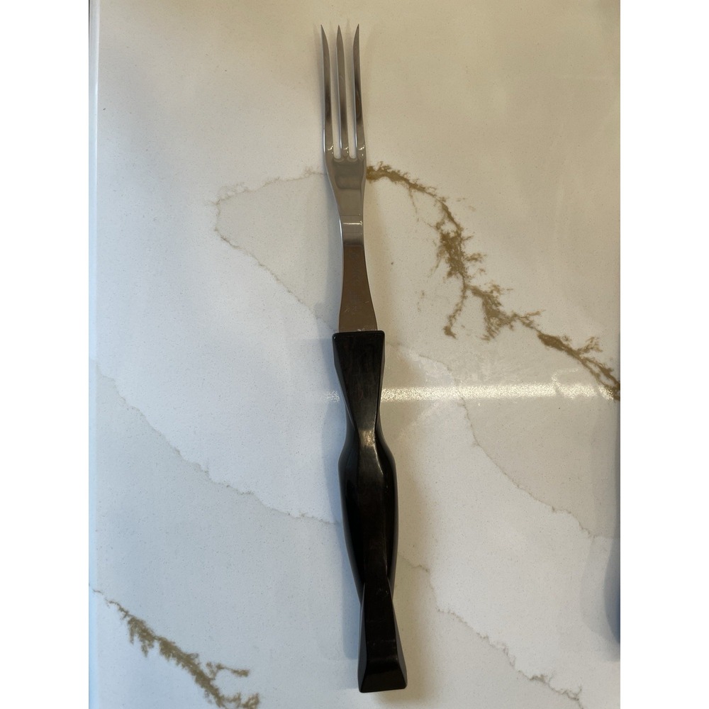 Cutco 1726 JI Carving/Turning Fork‎ 3 Tine Stainless Brown Thermo-Resin USA